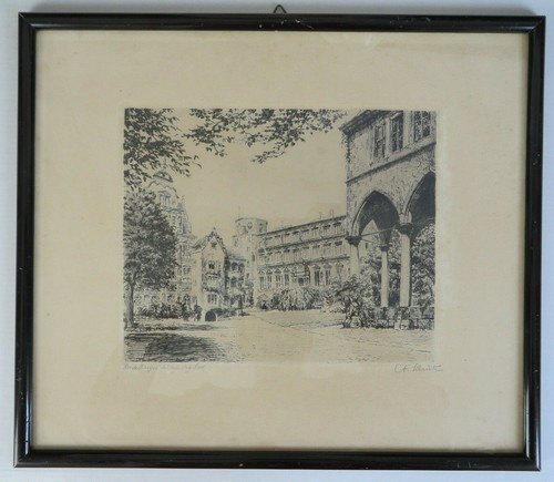 Radierung heidelberger schloss - radierung,